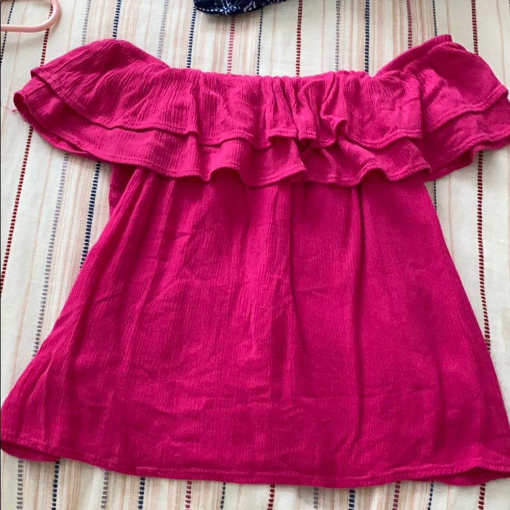 Hot pink off the shoulder top